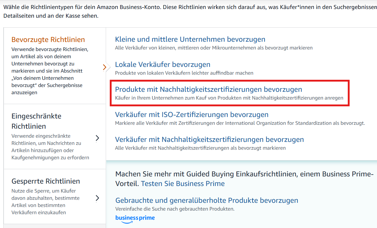 Produkte mit Nachhaltigkeitszertifikaten bevorzugen