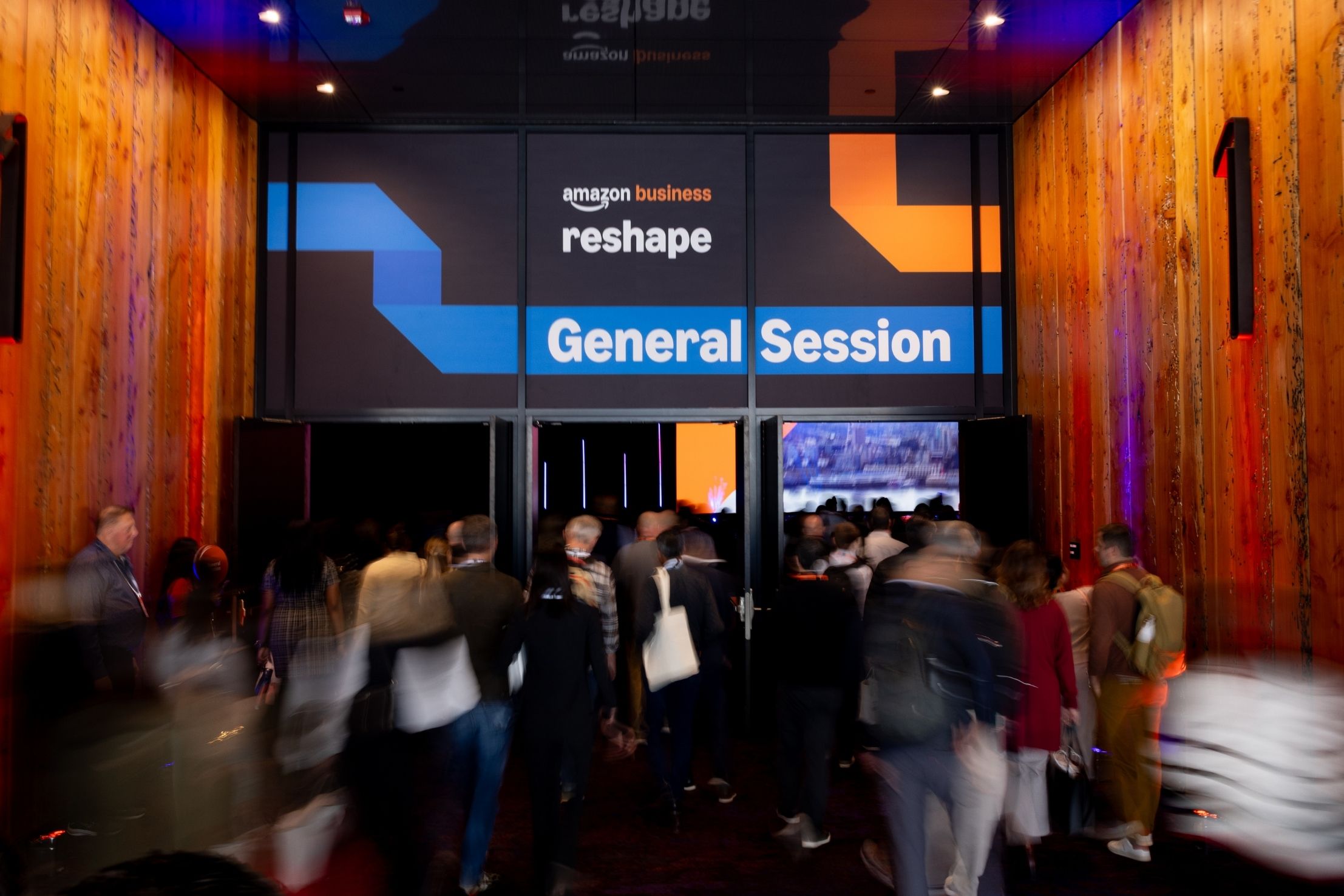 Amazon Business Reshape attendees enter general session