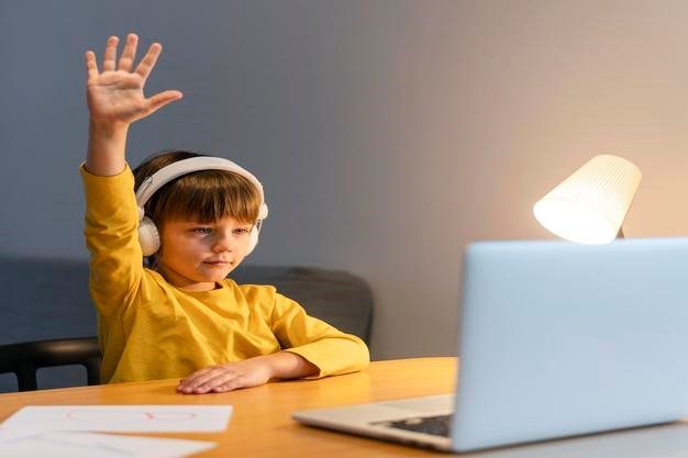 Student attending online class