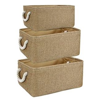 HomeStorie Cotton Eco-Friendly Foldable Storage Basket Bins Organizer