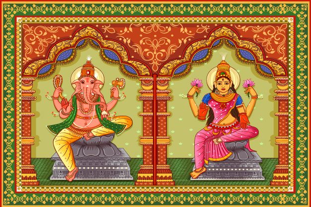Murti of Lord Ganesha and Goddess Lakshmi