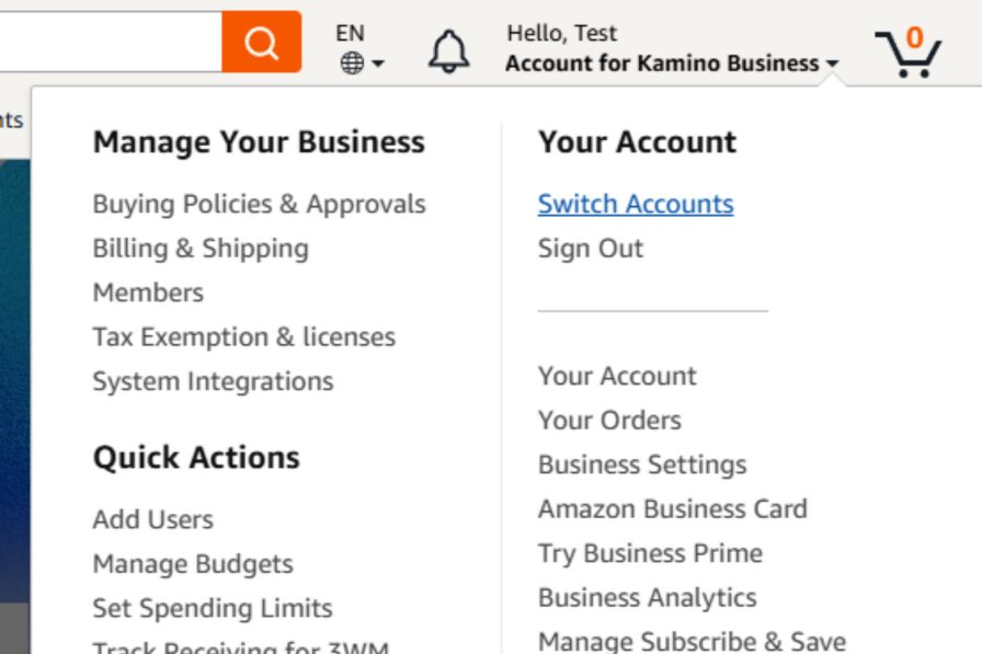 account switching amazon business