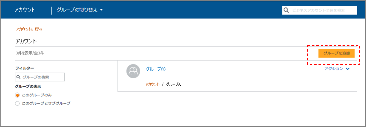  グループ、サブグループの設定